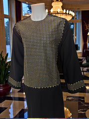 X-Large Black Afghan Parahan Tunban for Men with Machine Embroidery