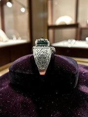 Luqmaan Jewelry Green Stone Ottoman Style Ring