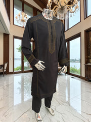 Large Afghan Parahan Tunban with Traditional Embroidery – Black