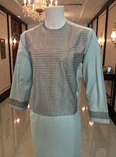 Afghan Traditional Parahan Tunban Kameese Shalwar Slate Blue Small