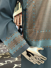 Medium Men’s Afghan Parahan Tunban – Premium Teal Blue Embroidery