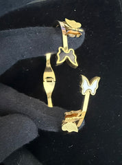 Gold-Tone Black and White Butterfly Stretch-Open Bangle Bracelet 8057