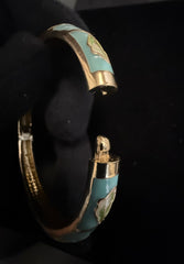 Turquoise Floral Enamel Gold-Tone Bangle Bracelet for Women