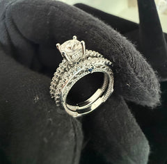 Size 5 Cushion Cut Moissanite Bridal Ring Set | Infinity Twist Pavé Engagement & Wedding Band. 6011