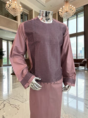 XL Dusty Rose Afghan Parahan Tunban with Machine Embroidery