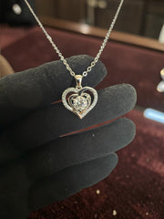 Heart Moissanite Necklace for Women – Genuine Moissanite Pendant, GRA Certificate Included, High-Quality Brass, Silver-Tone Chain, Gift Box Included 7057