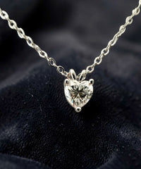 1 Carat Heart Cut Moissanite Pendant Necklace – Silver Tone Solitaire Necklace with GRA Certificate & Jewelry Box 7063
