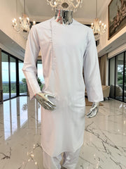 Men’s White Qasimi Design Parahan Tunban – Traditional Afghan 2-Piece Outfit | Small–XXL