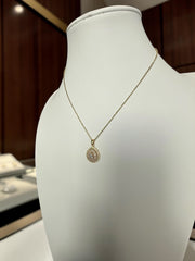 Pear Cut Crystal Halo Pendant Necklace – Gold Tone Stainless Steel Teardrop Necklace 7159