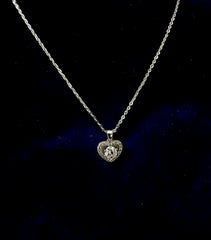 1 Carat Round Cut Moissanite Heart Pendant Necklace – Silver Tone Halo Necklace with GRA Certificate & Jewelry Box 7062