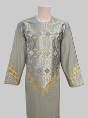 Men’s Pistachio Green Kameez – Pistachio with Gold Machine Embroidery | XL Afghan Traditional Wear
