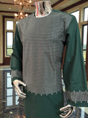 XL Emerald Green Afghan Parahan Tumban | Traditional Cotton-Blend Men’s Outfit | Luqmaan Boutique