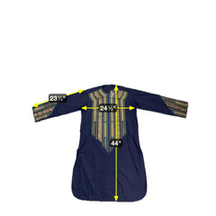 Afghan Parahan Tunban for Men Ivory Gold and Blue Shesha Mirror Work Machine Embroidered Large