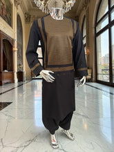 Large Black & Gold Afghan Parahan Tunban Set – Premium Machine Embroidery Traditional Outfit