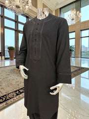 Large Black Embroidered Parahan Tunban for Men – Premium Afghan Traditional Kameese Shelwar Outfit