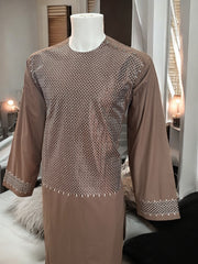 Machine Khamakdozi Embroidered Men’s Traditional Kurta – Brown | Medium