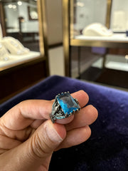 Turquoise Blue Turkish Eagle Ring – Vintage Ottoman Style Statement Ring