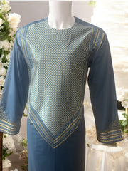 Men’s Blue Parahan Tumban with Gold Embroidery Large