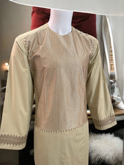 Machine Khamakdozi Embroidered Parahan Tunban for Men – Light Gold | Small