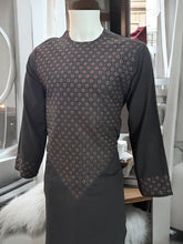 Men’s Black Parahan Tumban with Brown Khamak Embellishment – Traditional Afghan Design – Small Size