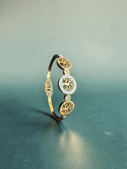 Tree of Life Crystal Bangle – Gold-Tone Stainless Steel 8025