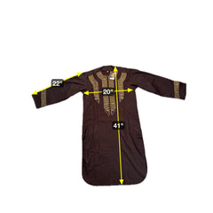Hand Embroidered Afghan Parahan Tunban – Brown, Small to Extra Small