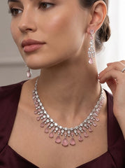 Elegant Teardrop Crystal Necklace & Earrings Set – 6 Colors