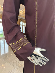 Large Afghan Parahan Tunban with Traditional Embroidery – Deep Plum