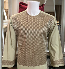 Small Men’s Light Green Parahan Tumban with Brown Embroidery – Afghan Traditional Outfit