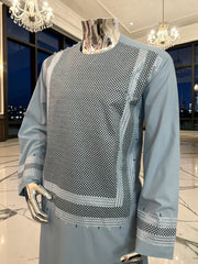 X-Large Sky Blue Kandahari Parahan Tunban for Men | Premium Afghan Traditional Wear
