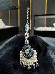 Indian Pakistani Afghan American Diamond Earrings with Maang Tikka Set | Bridal Chandbali Earrings | Wedding Jewelry Gift | 6 Color Options