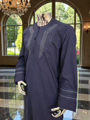 Large Handmade Parahan Tumban | White & Navy Embroidery Minor Imperfection – Special Discount