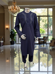 Large Handmade Parahan Tumban | White & Navy Embroidery Minor Imperfection – Special Discount