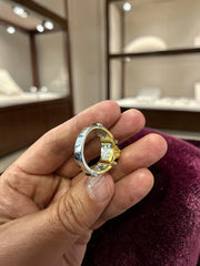 Luqmaan Zircon Cluster Ring for Men Platinum Plated Brass, Gold Tone