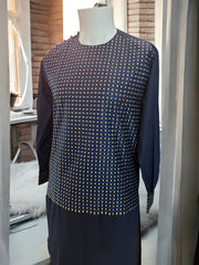 Navy Blue Afghan Parahan Tunban for Men with Machine Khamakdozi – X-Small