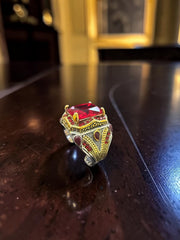 Turkish Inspired Signet Ring for Men – Blue, Green & Red Zircon Statement Ring | Vintage Ottoman Style Silver Plated Unisex Jewelry