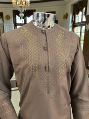 Small Handmade Brown Parahan Tumban | Traditional Afghan Hand Embroidery