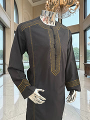 Large Afghan Parahan Tunban with Traditional Embroidery – Black