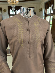 Brown Hand Embroidered Afghan Parahan Tunban – Closeout Sale, Minor Imperfections –