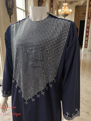 Small Navy Blue Afghan Parahan Tunban 3-Piece Set with Shesha Work
