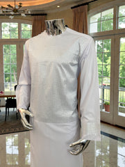 Medium White Afghan Parahan Tumban – Premium Cotton-Blend Embroidered Outfit
