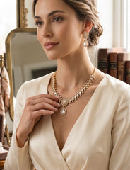 Luxury Teardrop Crystal Necklace & Earring Set – Gold Tone Statement Jewelry, 7 Colors
