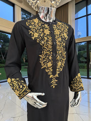 Handmade Afghan Selmadozi Embroidered Men’s Perahan Tunban – Luxury Traditional Formal Outfit – Available in Black, Ivory & White