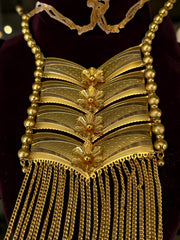 24K Gold-Plated Arab Middle Eastern Floral Fringe Necklace & Earrings Set. 060