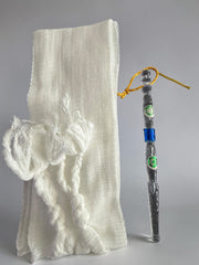 Traditional Afghan Izerband Threader with One White Izerband – Drawstring Puller Tool for Partug, Tunban & Shalwar – Reusable Waistband Threading Tool