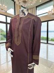 Large Afghan Parahan Tunban with Traditional Embroidery – Deep Plum