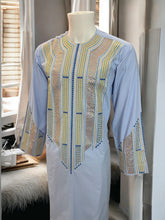 Afghan Parahan Tunban Kameese Shalwar Light Blue Gold Shesha Embroidered Large