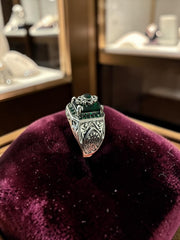 Luqmaan Jewelry Green Stone Ottoman Style Ring