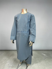 Sky Blue Embroidered Boys Parahan Tunban Set (Age 1–12 Years) – Traditional Afghan Kids Shalwar Kameez Luqmaan Boutique Design #23