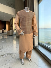 XL Peach Afghan Parahan Tunban with Machine Embroidery
